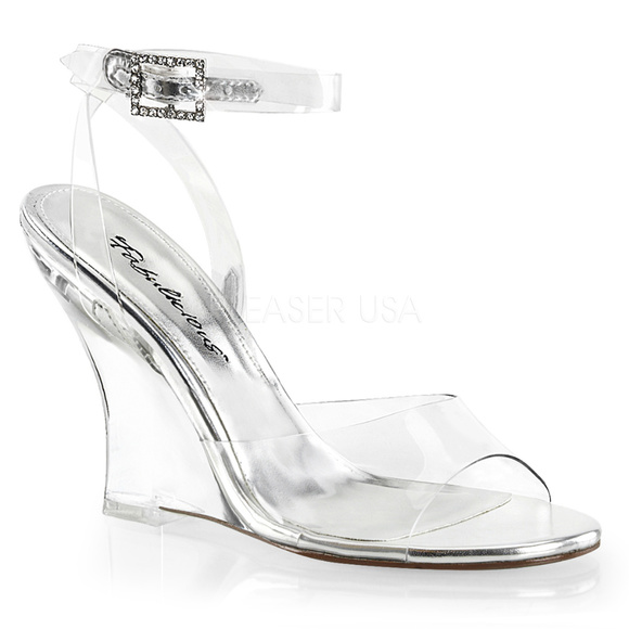 wedge clear shoes